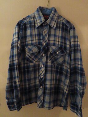 Northtrail Long Sleeve Shirt; Flannel; Blue Plaid; Buttons; Size 15-15 1/2